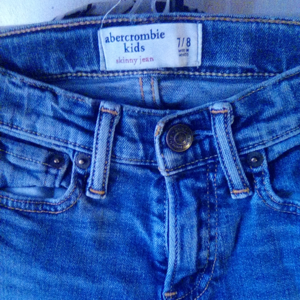 Boys Abercrombie kid's ripped skinny blue jeans